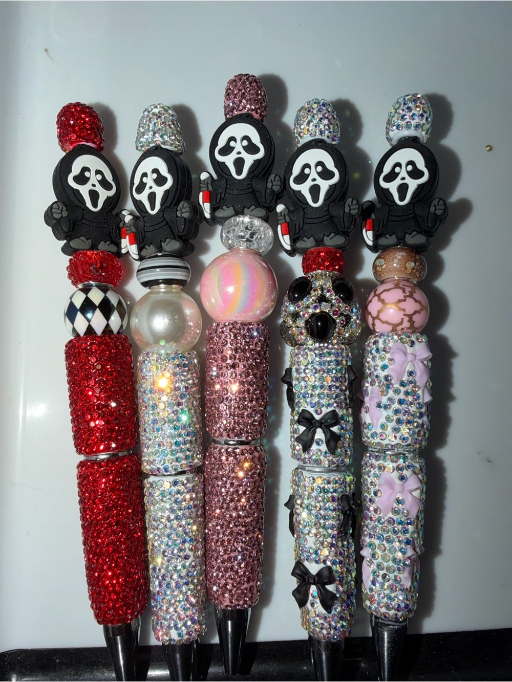Embellished Scream Charm Ballpoint Pen - Multi-Color Rhinestone Set
